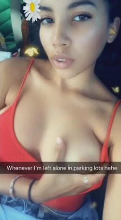 Super cute snapchat girl playing with her perfect boobs